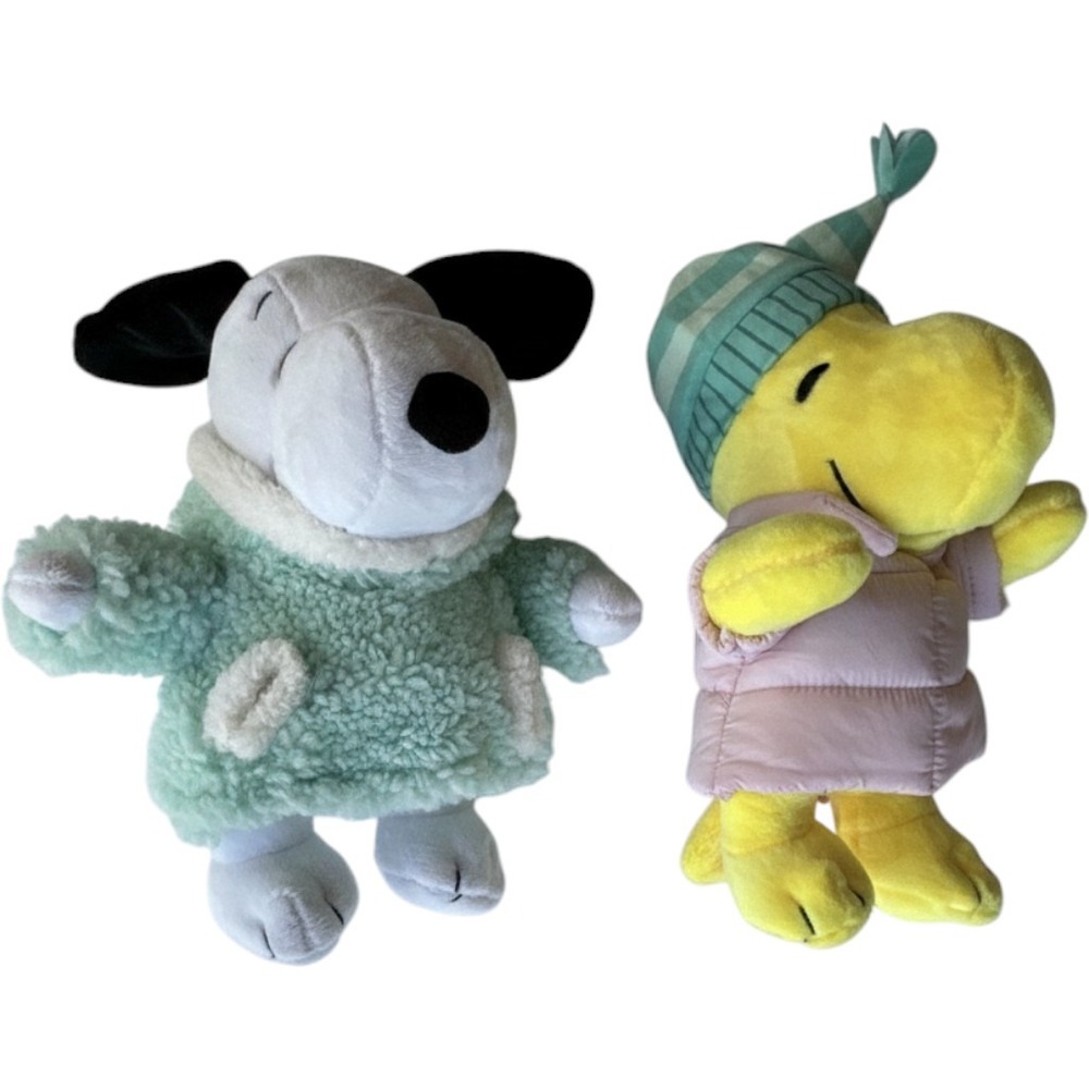 2024 Peanuts Snoopy & Woodstock Winter Plush LOT Jacket Hat Stuffed Animal 8"